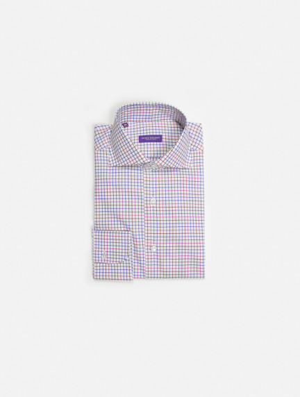 Patrick Hellmann CollectionWhite Shirt Whit Pink Brown Blue Checksimage544